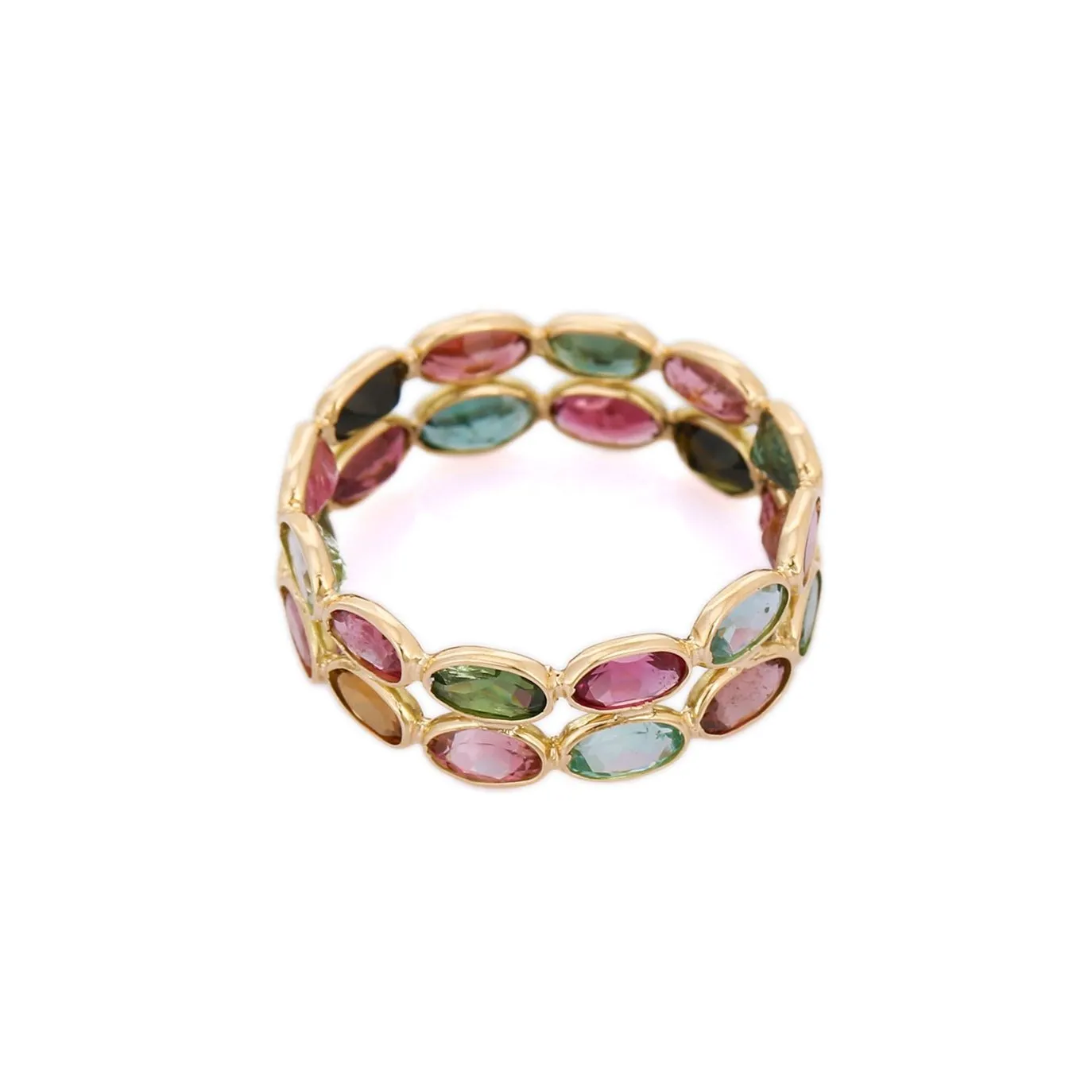 18K Yellow Gold Tourmaline Eternity Band