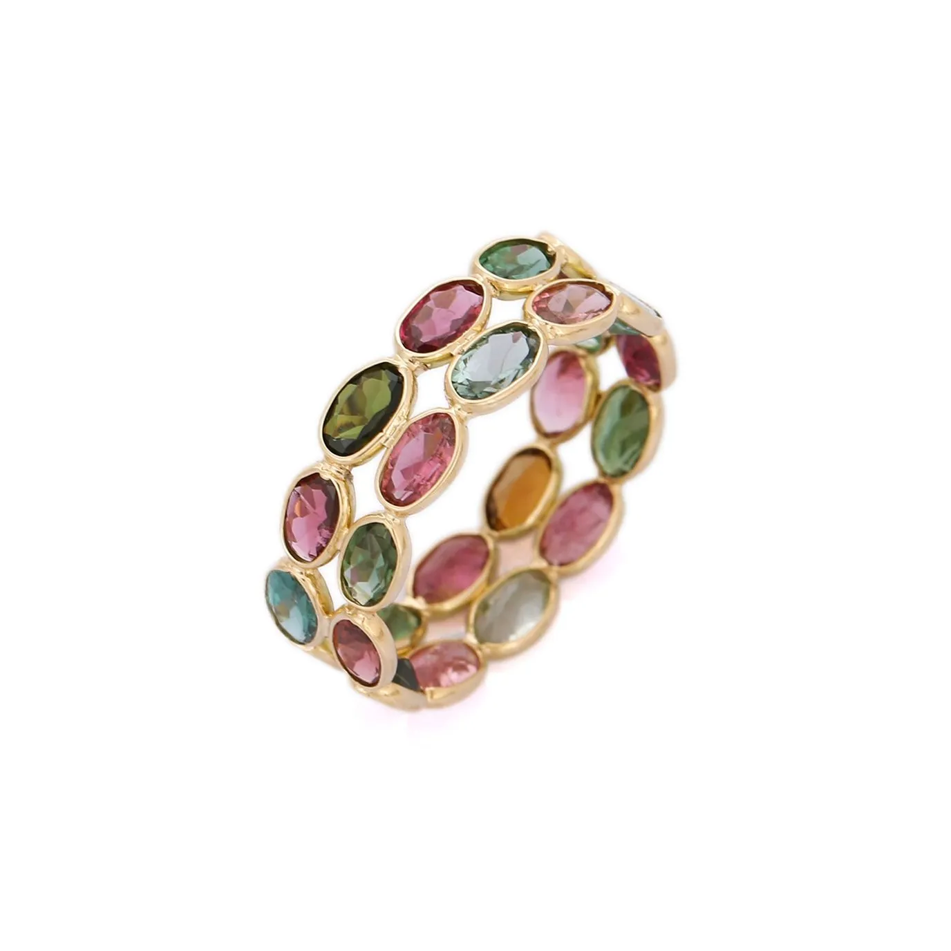 18K Yellow Gold Tourmaline Eternity Band