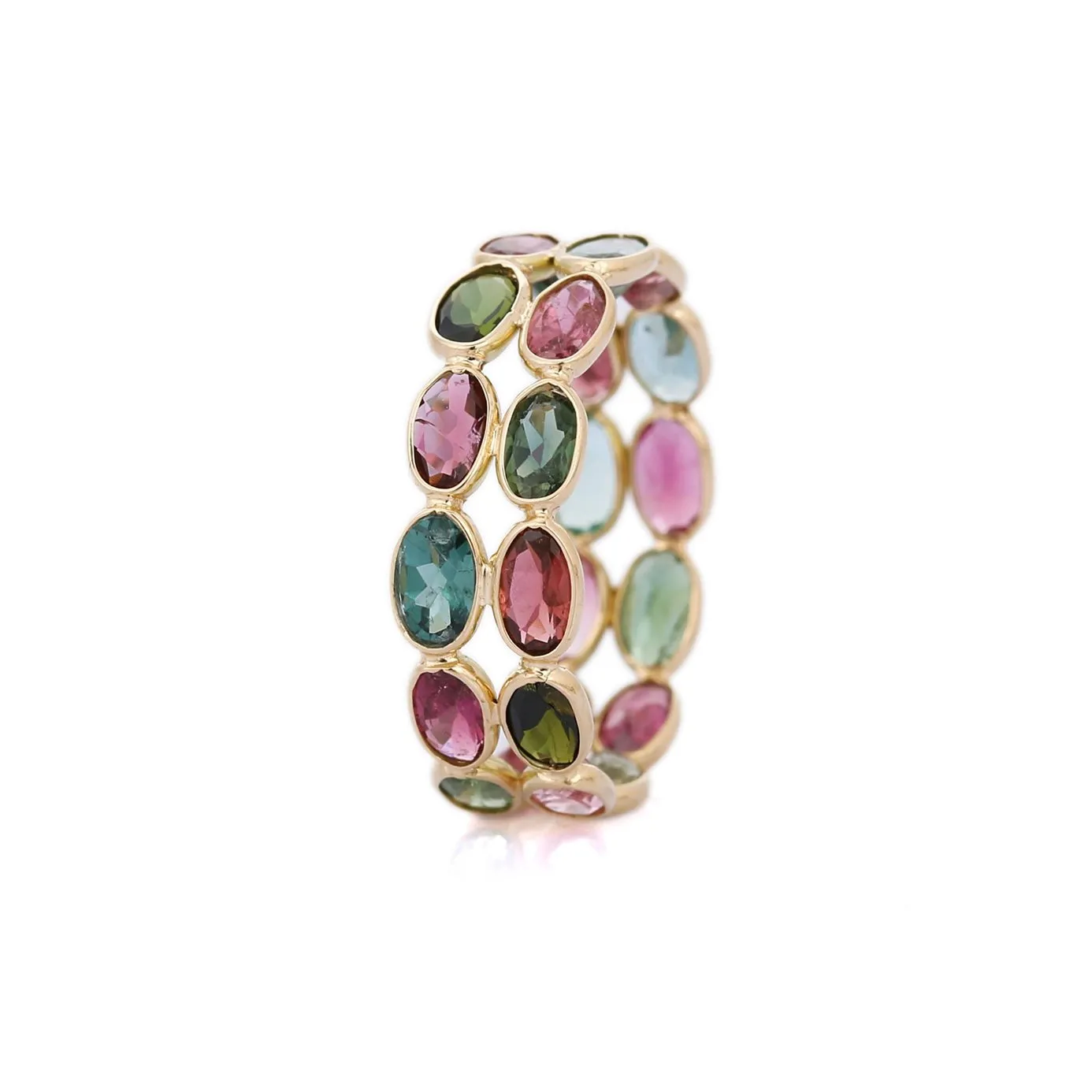 18K Yellow Gold Tourmaline Eternity Band