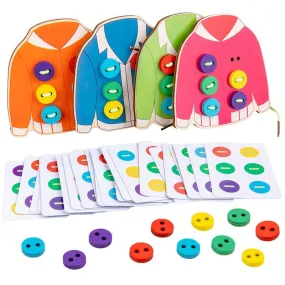 1set children's fun montessori learn basic life skills teaching aids clothes threading button sewing board game educational toys