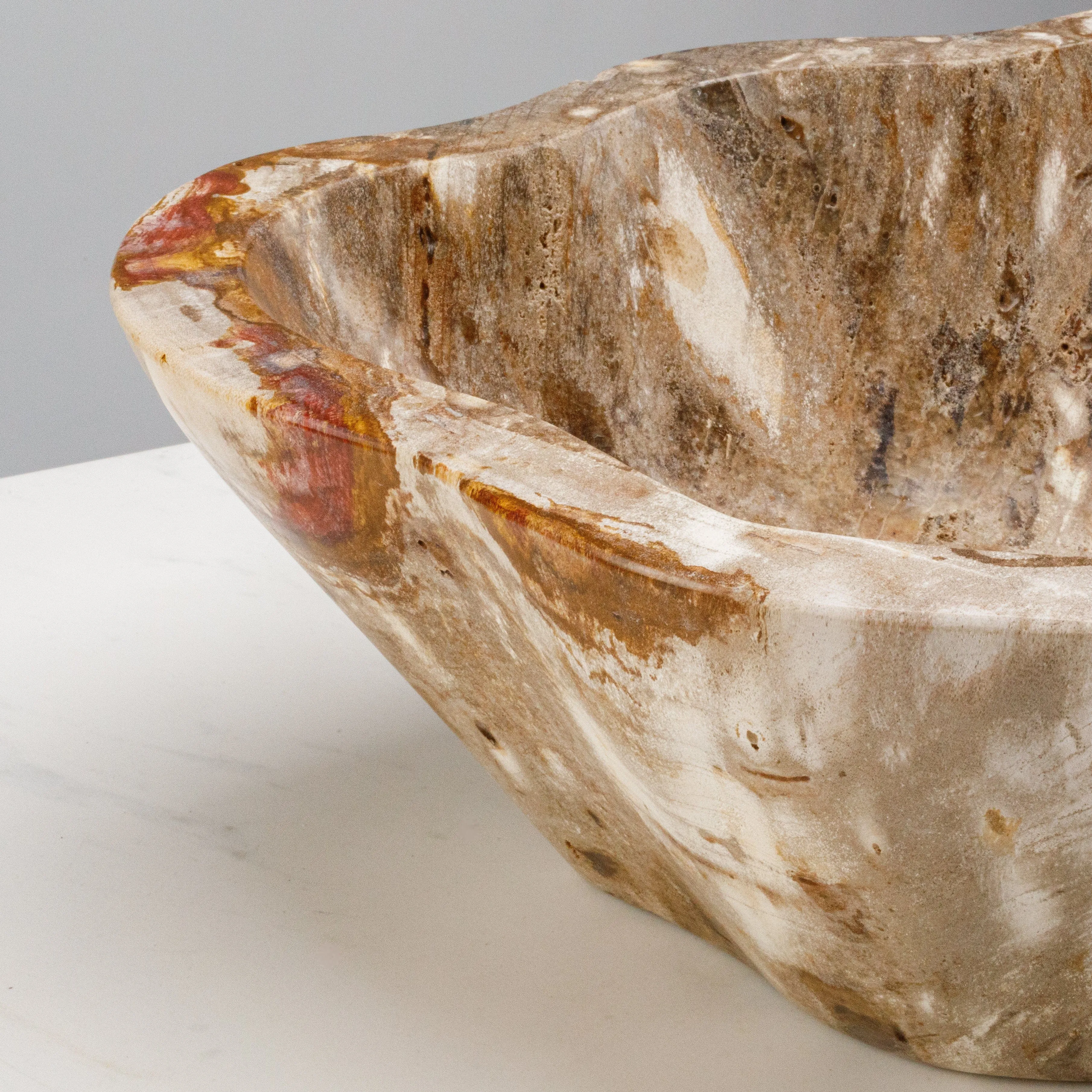 24 Brown Petrified Wood Flower Bowl