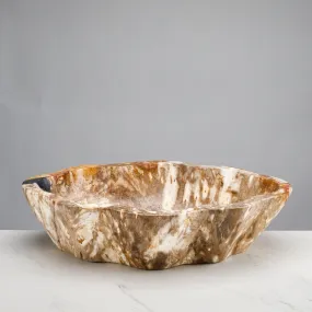 24 Brown Petrified Wood Flower Bowl