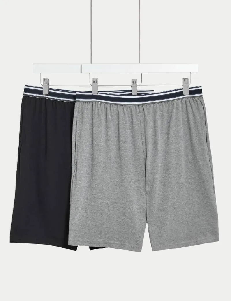 2pk Pure Cotton Pyjama Shorts