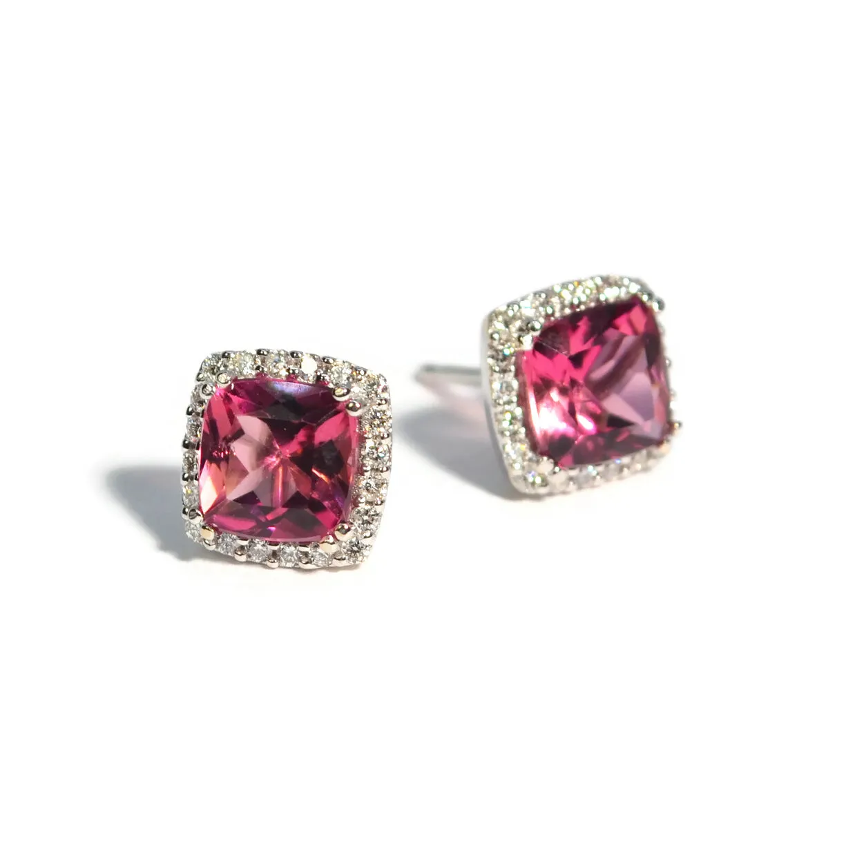 A & Furst - Dynamite - Stud Earrings with Pink Tourmaline and Diamonds, 18k White Gold