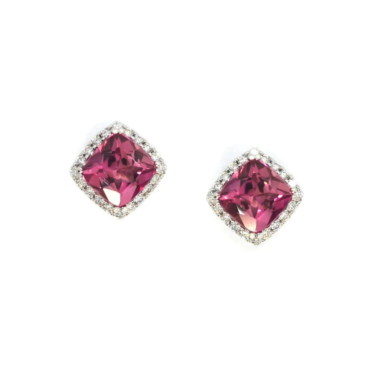 A & Furst - Dynamite - Stud Earrings with Pink Tourmaline and Diamonds, 18k White Gold