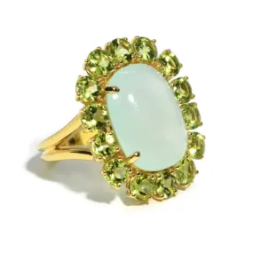 A & Furst - Sole - Ring with Green Aqua Chalcedony and Peridot, 18k Yellow Gold