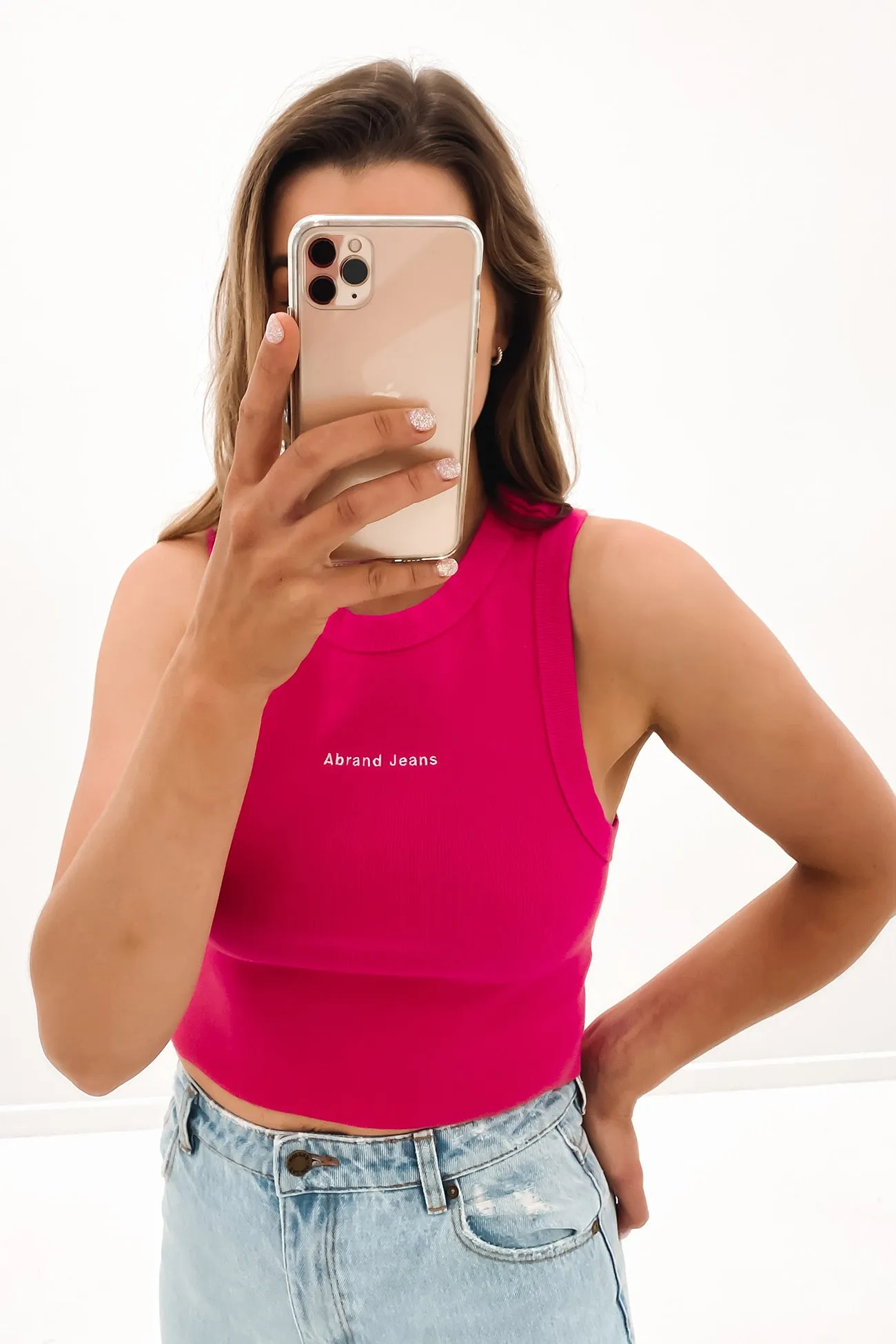 A Heather Singlet Super Pink