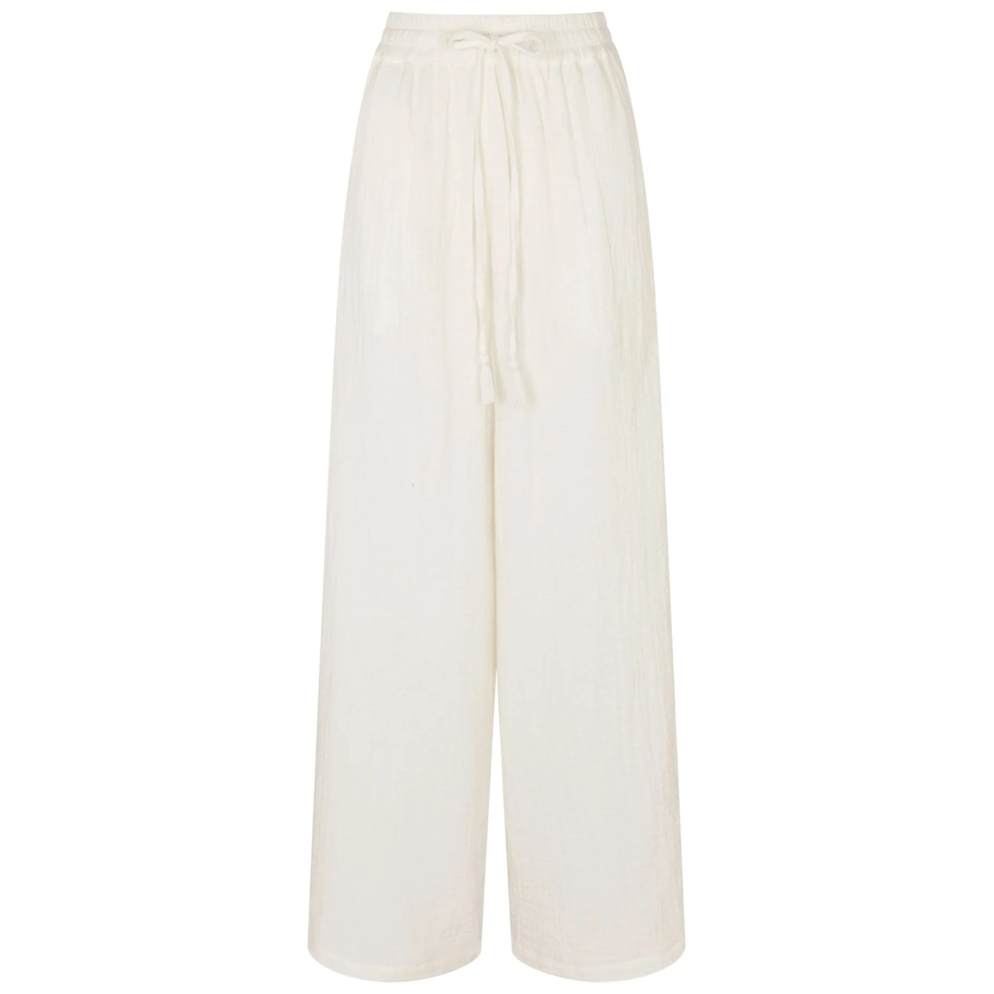 Accessorize London Women's White Crinkle Beach Trousers Medium