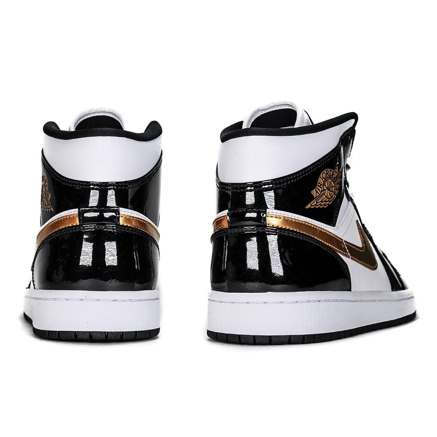 AIR JORDAN 1 MID PATENT BLACK WHITE GOLD