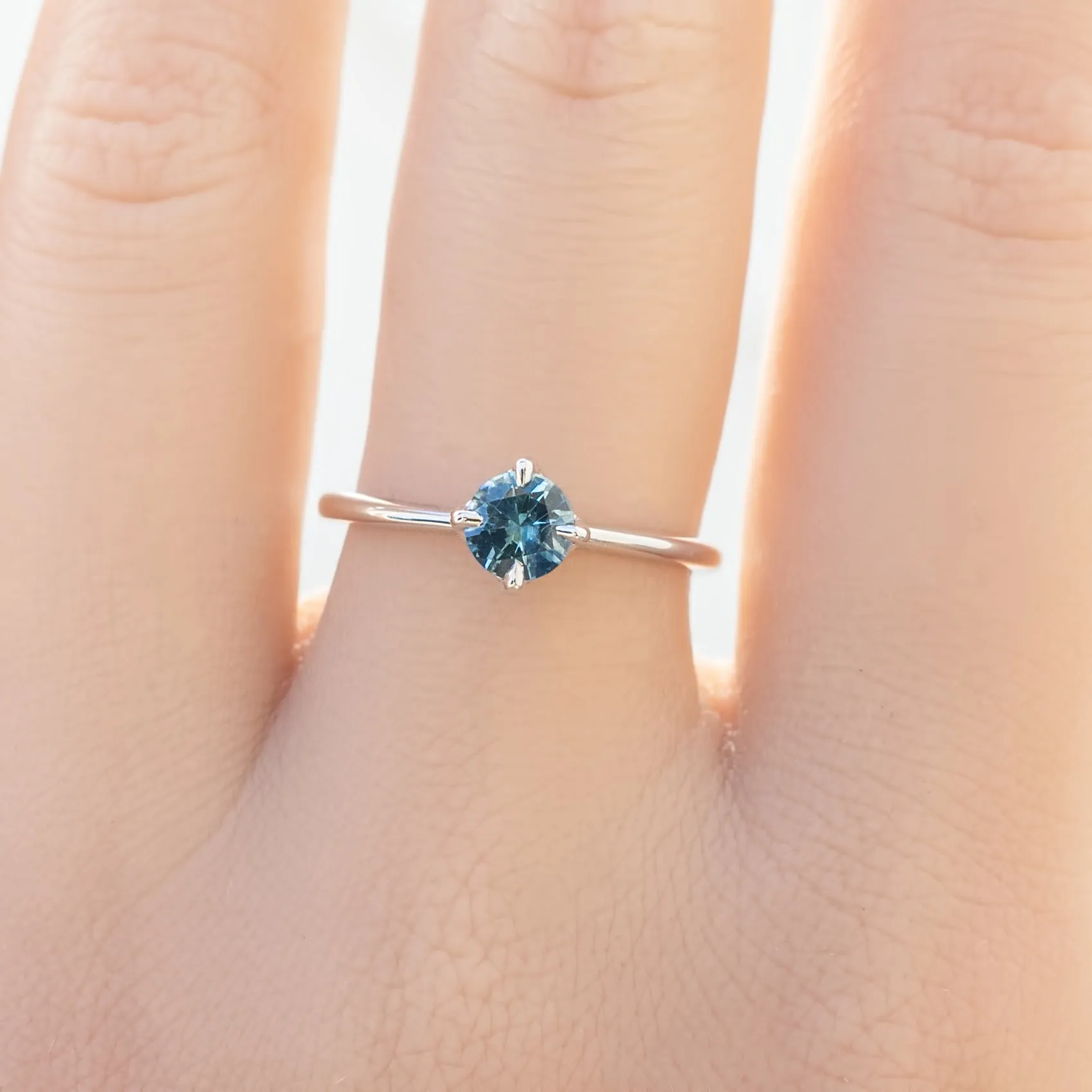 Alice Ring 0.50ct Ocean Blue Montana Sapphire, 14K White Gold