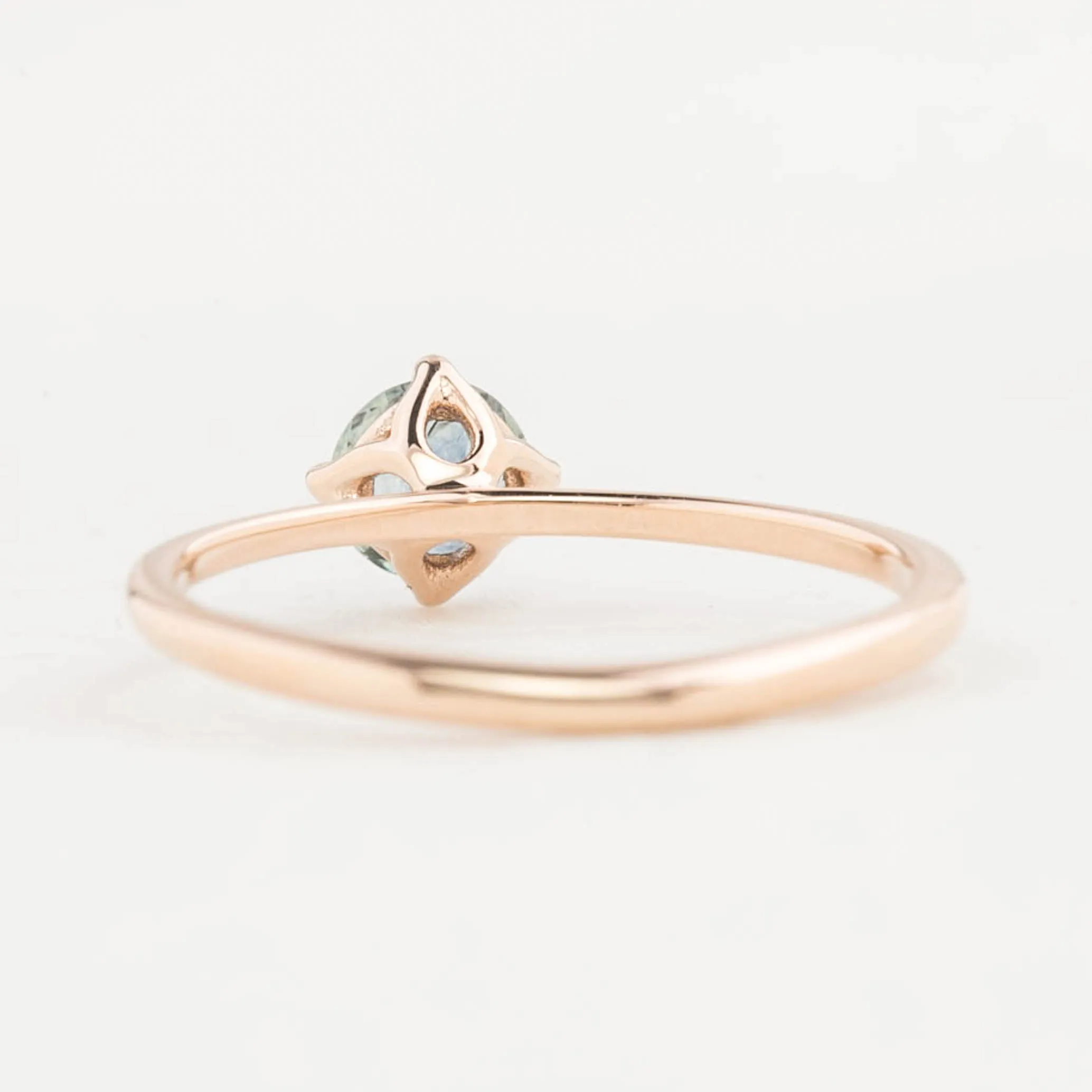 Alice Ring 0.56ct Blue Green Montana Sapphire, 14K Rose Gold (One of a kind)