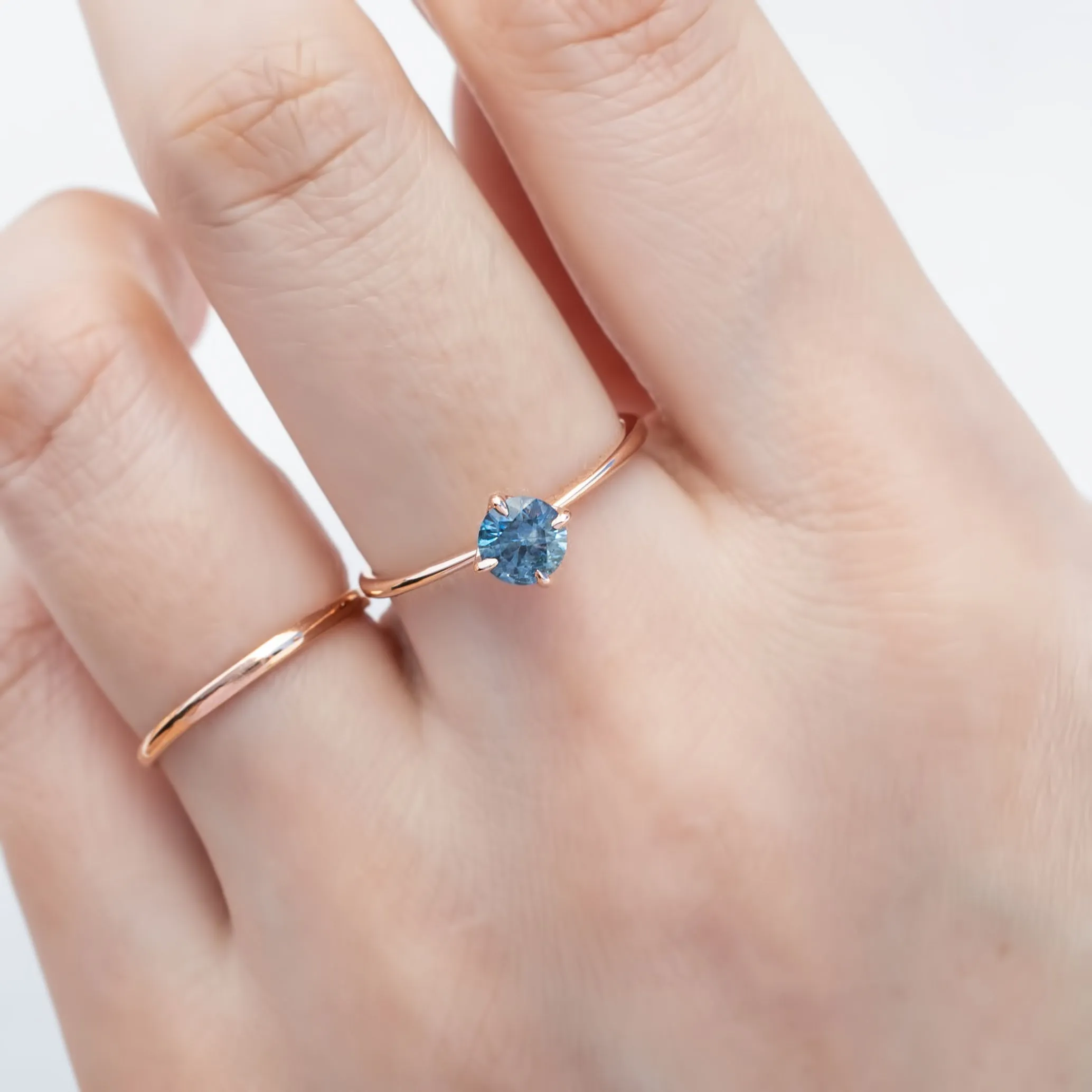 Alice Ring 0.56ct Blue Green Montana Sapphire, 14K Rose Gold (One of a kind)