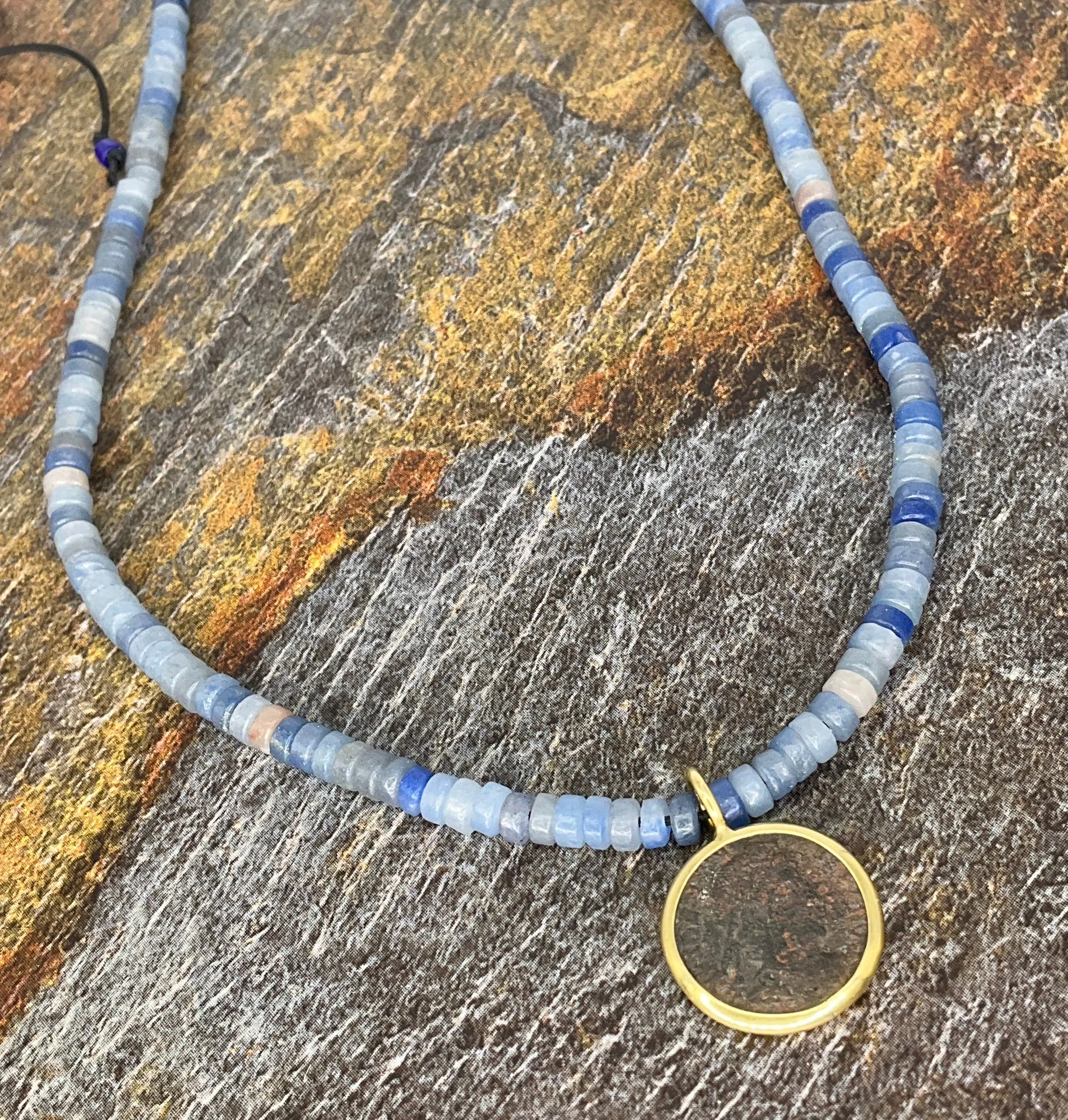 Ancient Greek Coin Lapis Necklace