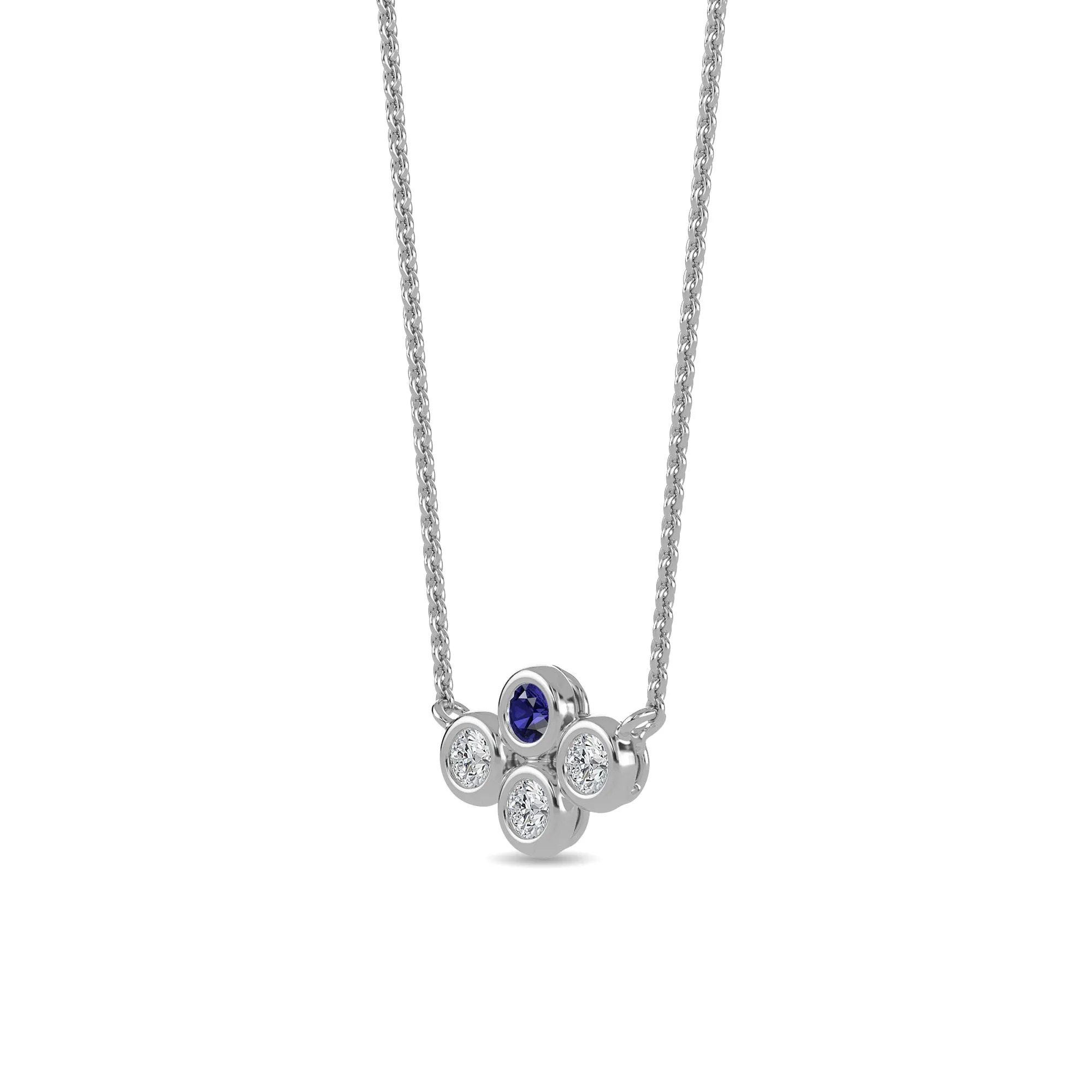 AUTRE -  14k White Gold 0.25ct Lab Grown Diamond and Sapphire Necklace