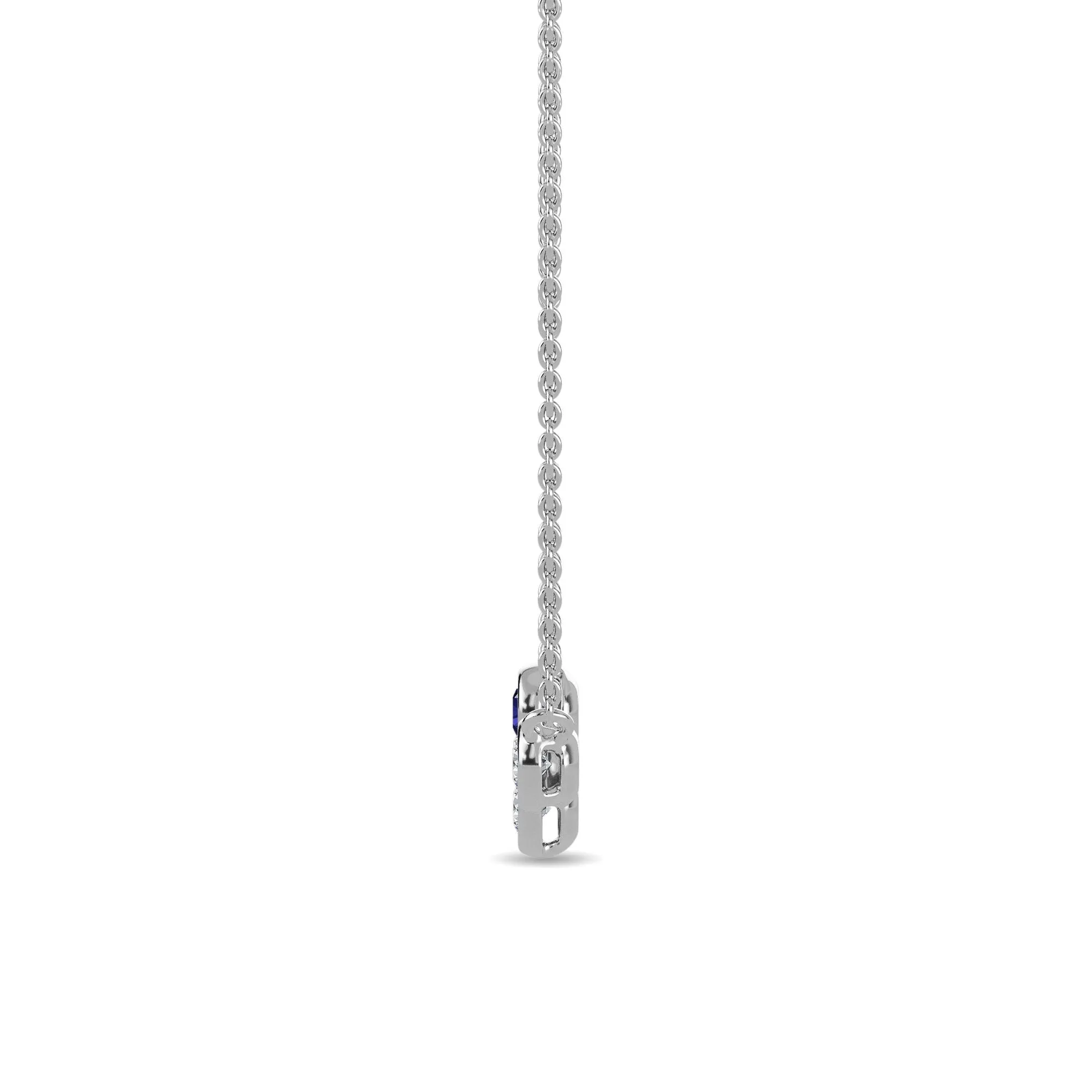 AUTRE -  14k White Gold 0.25ct Lab Grown Diamond and Sapphire Necklace