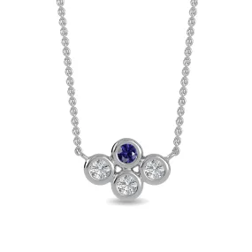 AUTRE -  14k White Gold 0.25ct Lab Grown Diamond and Sapphire Necklace