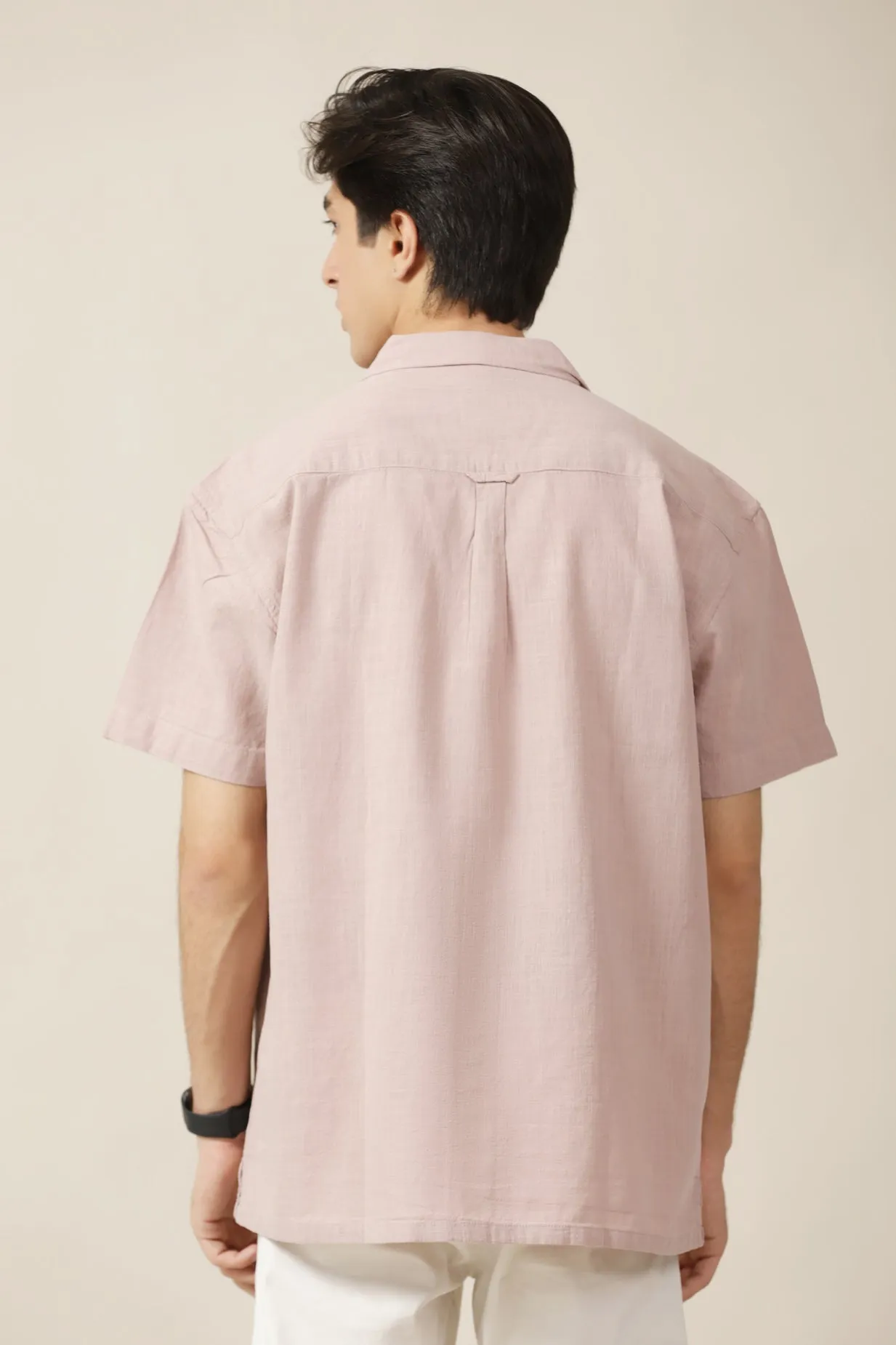 BAGGY FIT RESORT COLLAR TEXTURED SHIRT