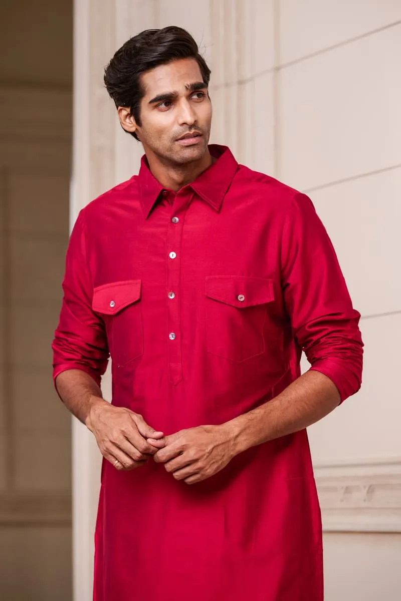 Basic Kurta With Collar And Pocket