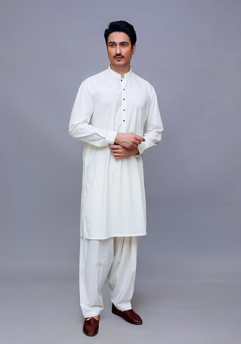 Basic Poly Viscose  Antique White Classic Fit Suit