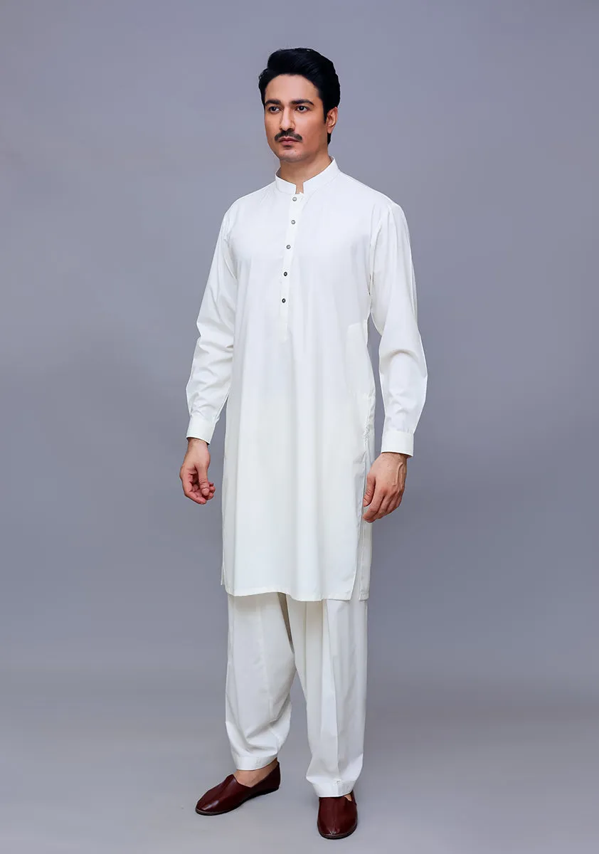 Basic Poly Viscose  Antique White Classic Fit Suit