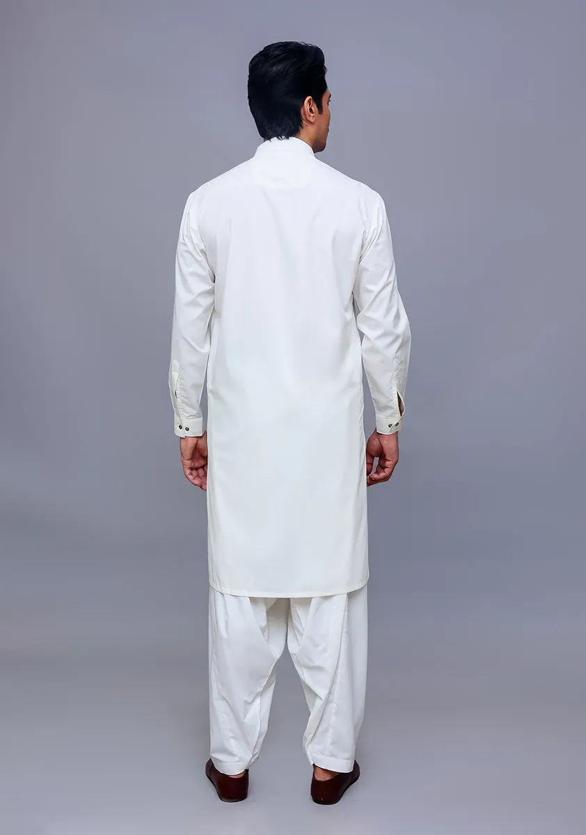 Basic Poly Viscose  Antique White Classic Fit Suit