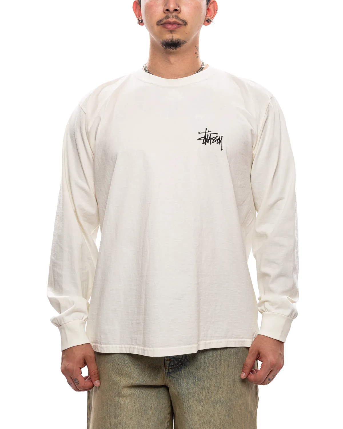 Basic Stussy Pigment Dyed LS Tee 'Natural'