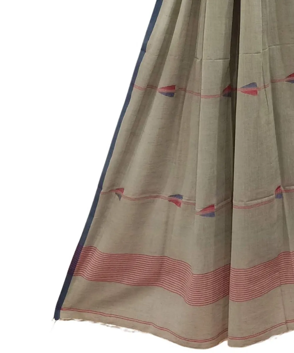 Beige handwoven cotton jamdani dupatta