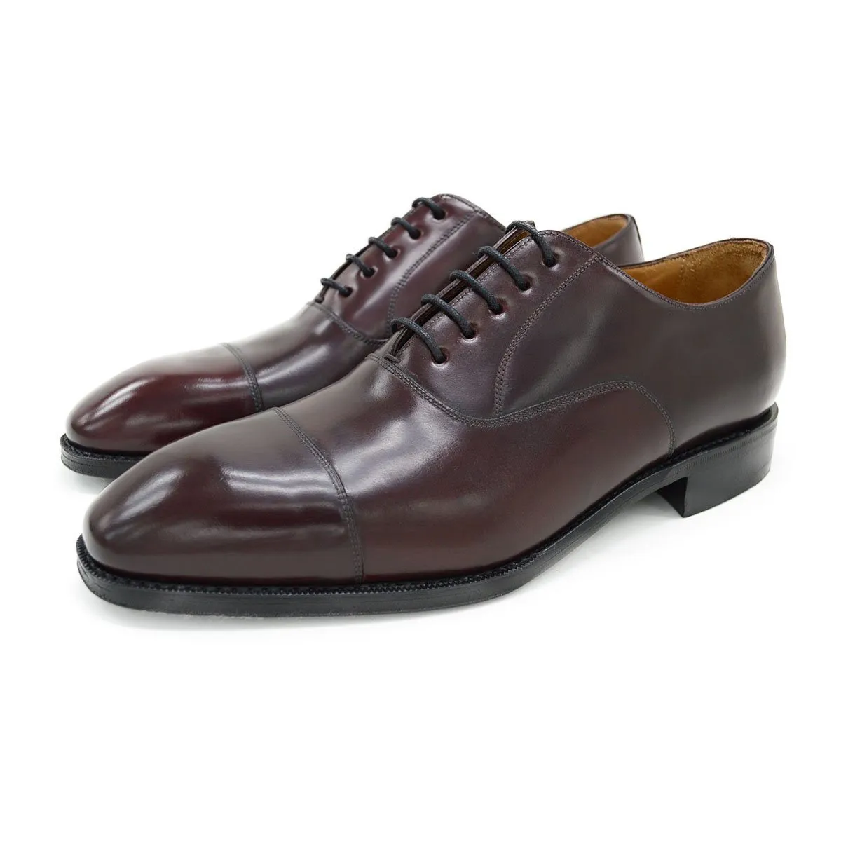 Berwick 1707 Premium Grade Cordovan Straight Cap Oxford (5217) - Red Brown