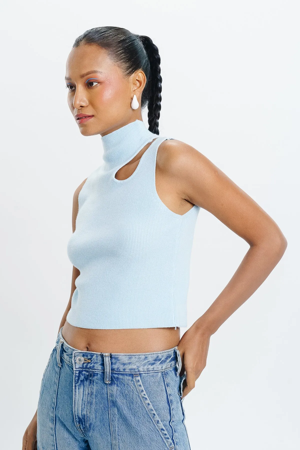 Blue Crop Tank Top