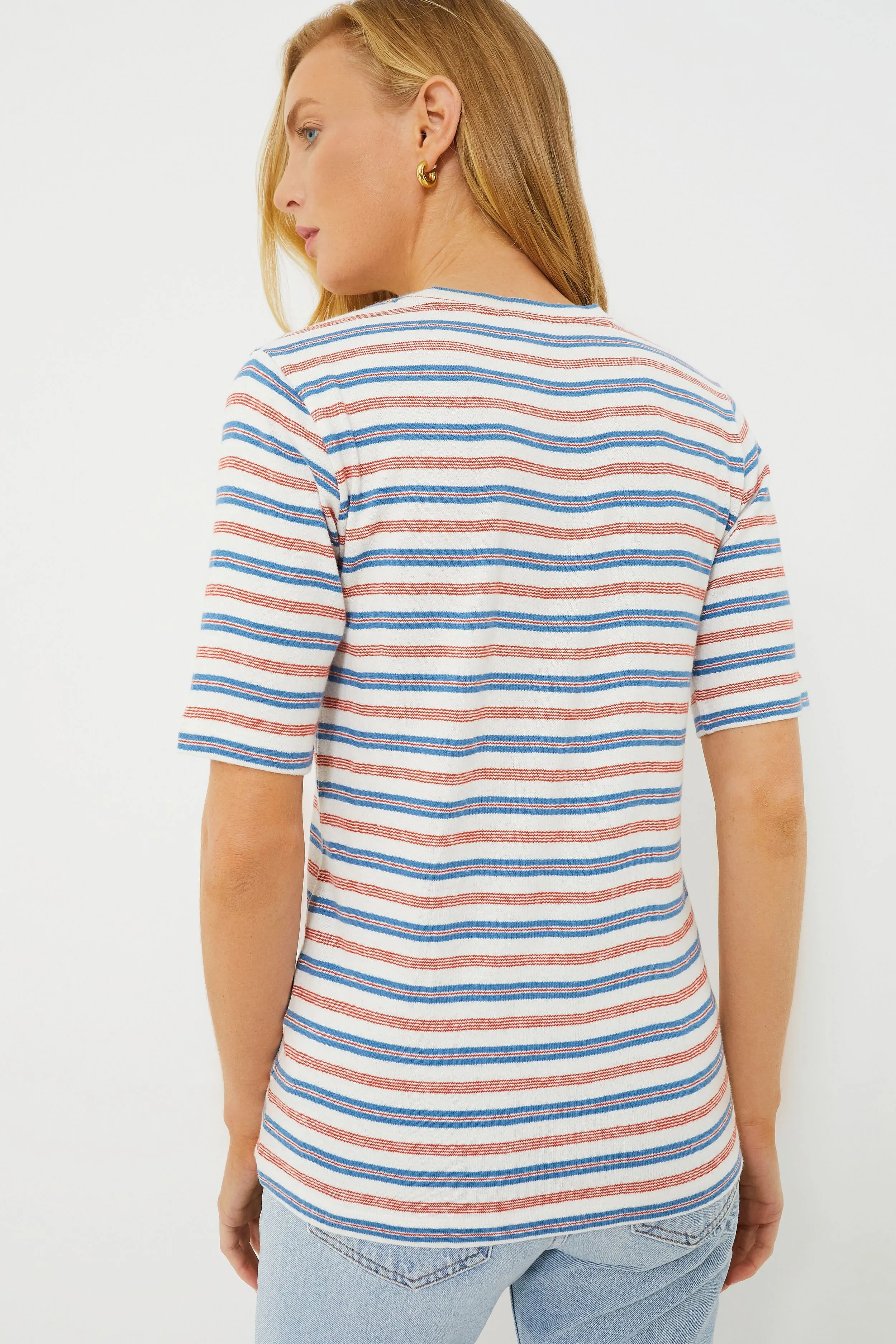 Blue Red Stripe Organic Luxe Emerson Tee