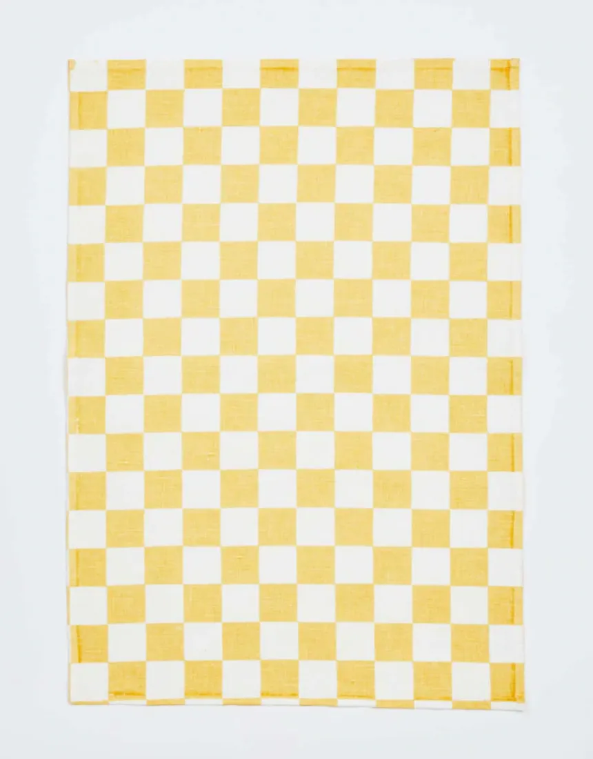 Bonnie and Neil - Tea Towel Vanilla Small Checkers