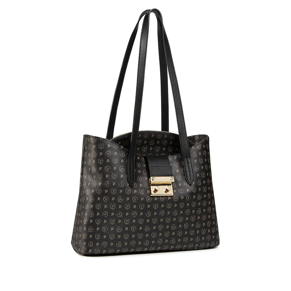 Borsa Donna a Spalla POLLINI linea Heritage Logo Classic Nero e Nero