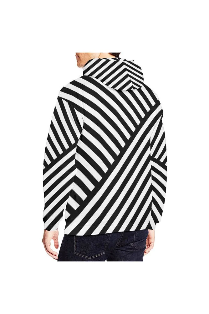 Butting Stripes All Over Print Hoodie for Men/Large Size