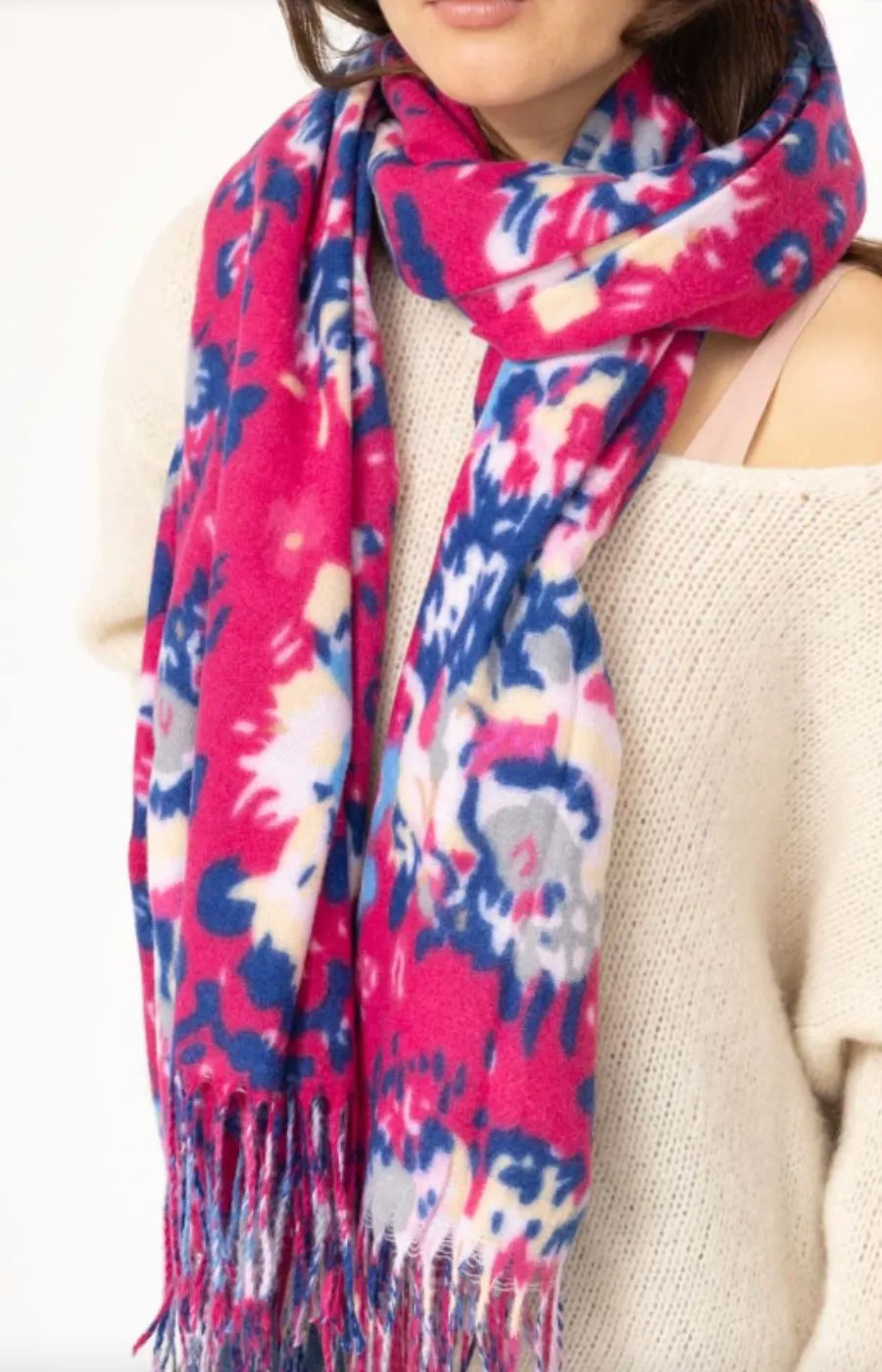 Caitriona Pink Floral Scarf