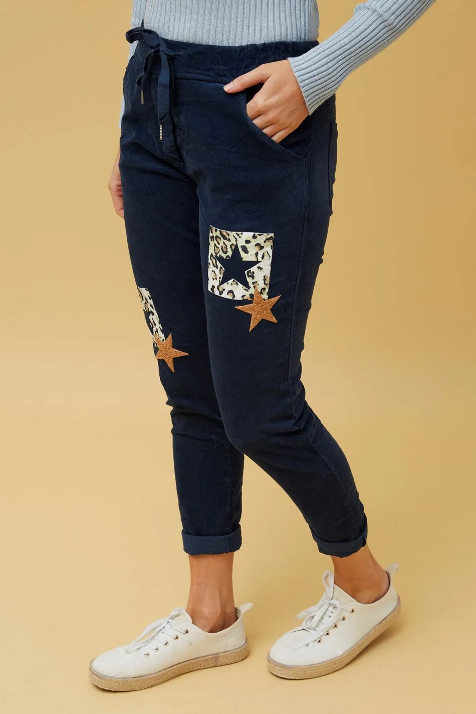 CARRISA PATCHWORK PRINT JOGGER PANTS