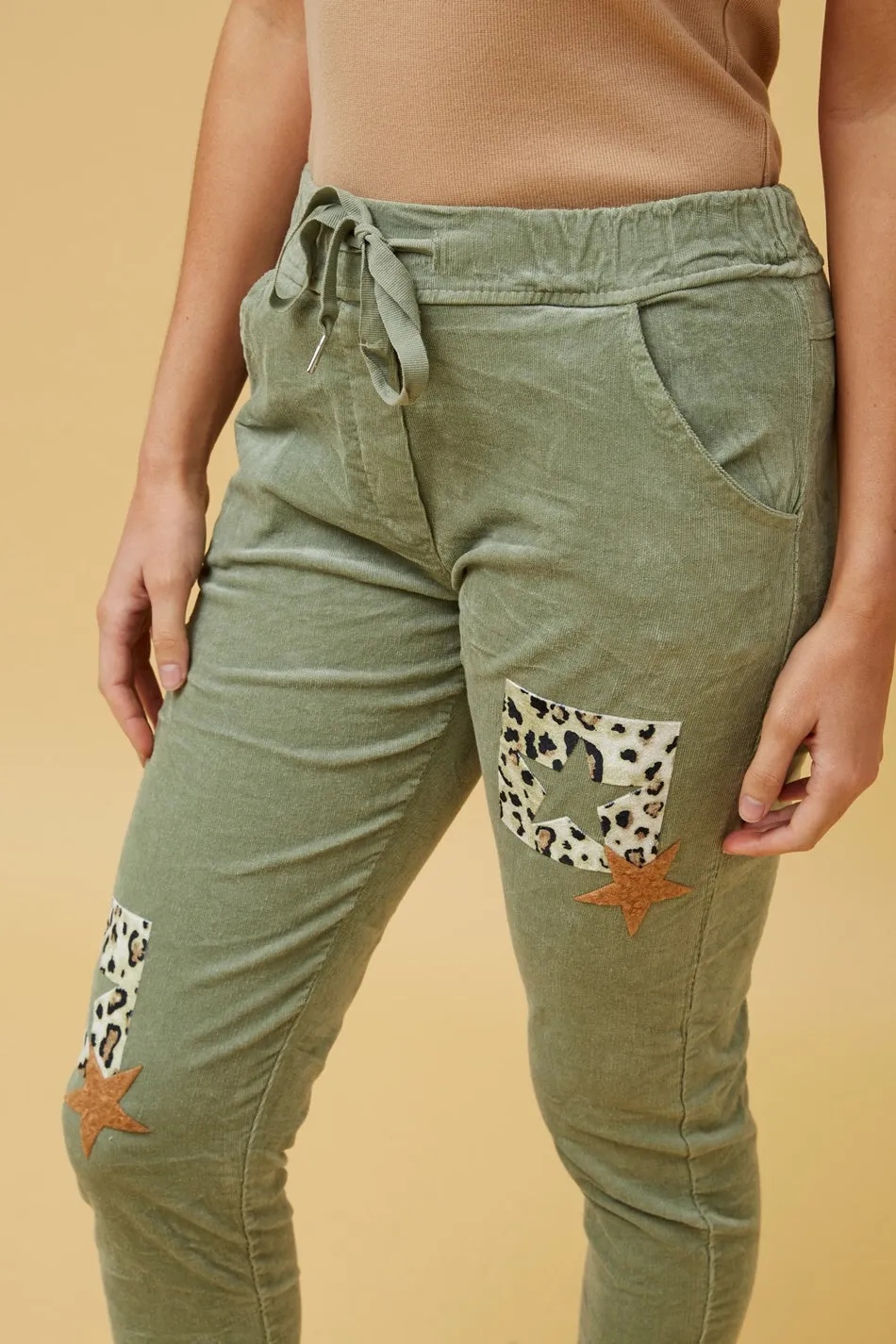 CARRISA PATCHWORK PRINT JOGGER PANTS