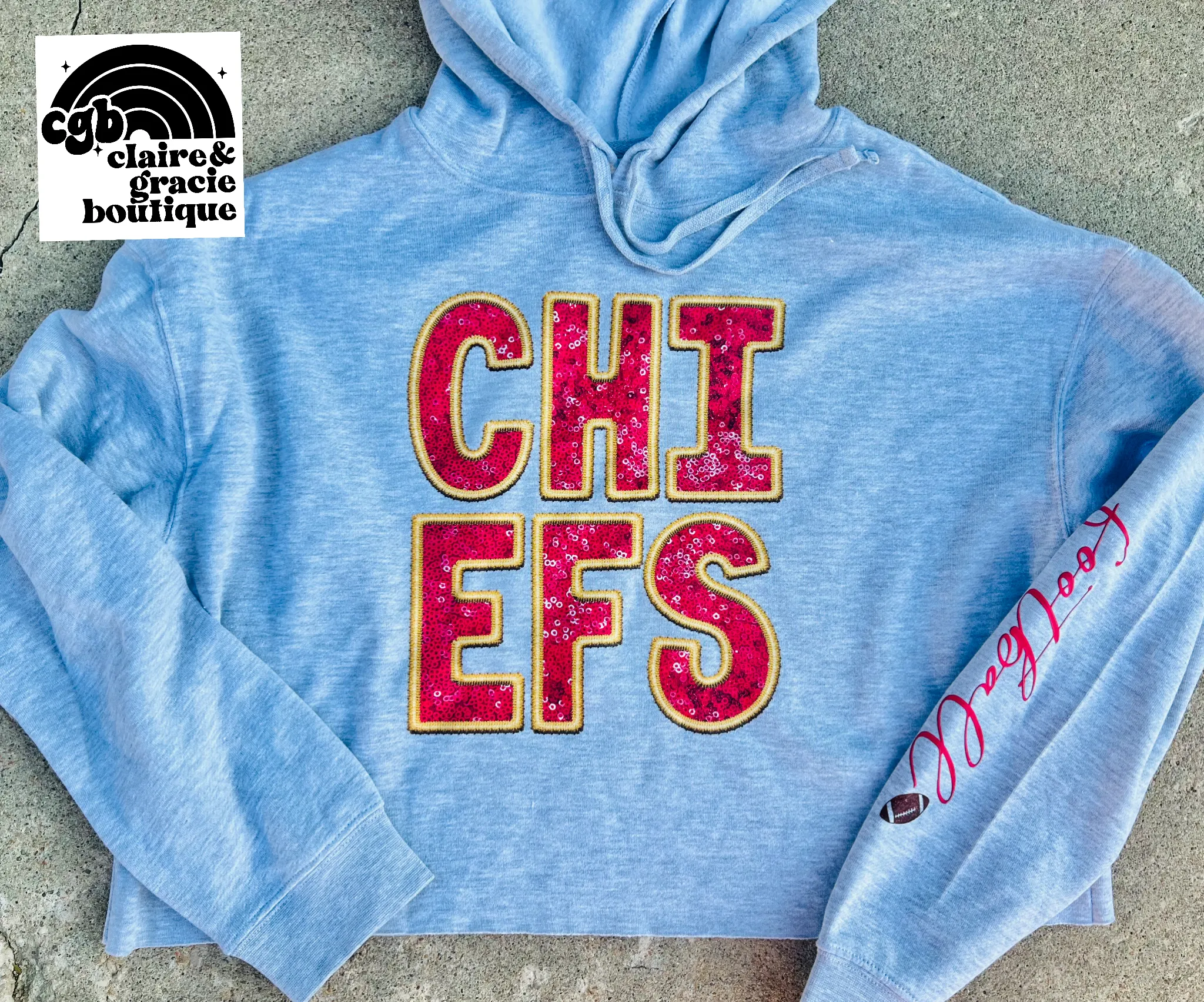 Chiefs Faux Glitter Crop Hoodie |