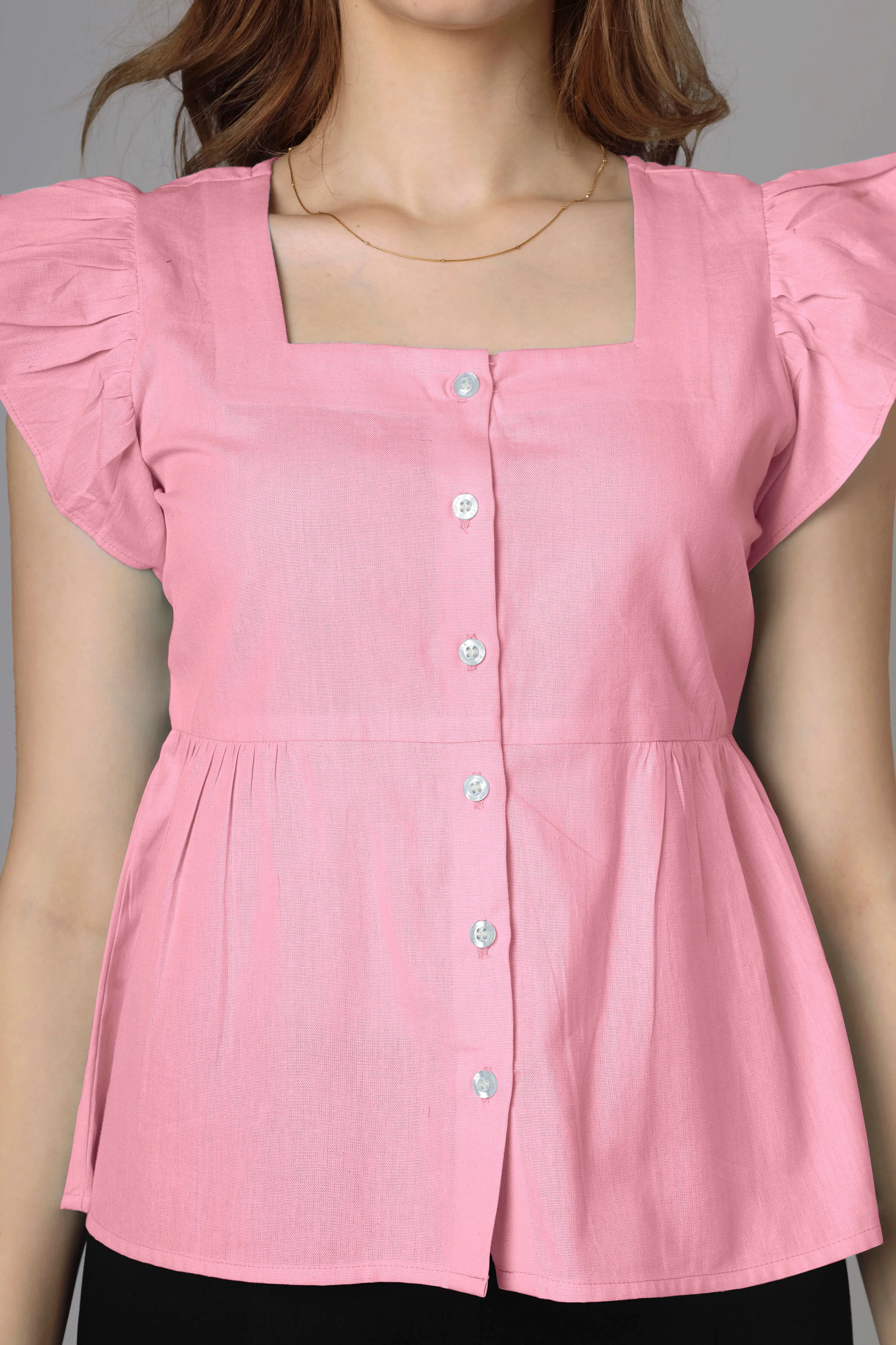 Classic Pink Cotton Top For Women