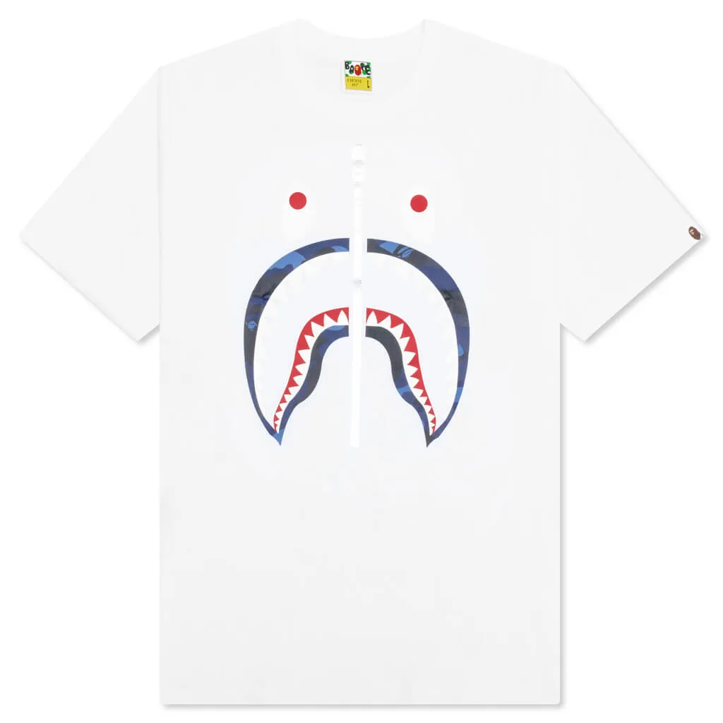 Color Camo Shark Tee - White/Navy