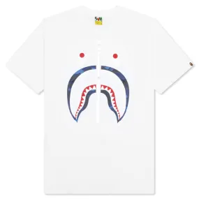 Color Camo Shark Tee - White/Navy