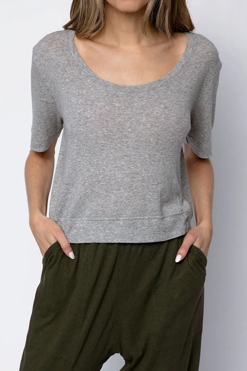 Cotton Crop Tee in Heather Grey