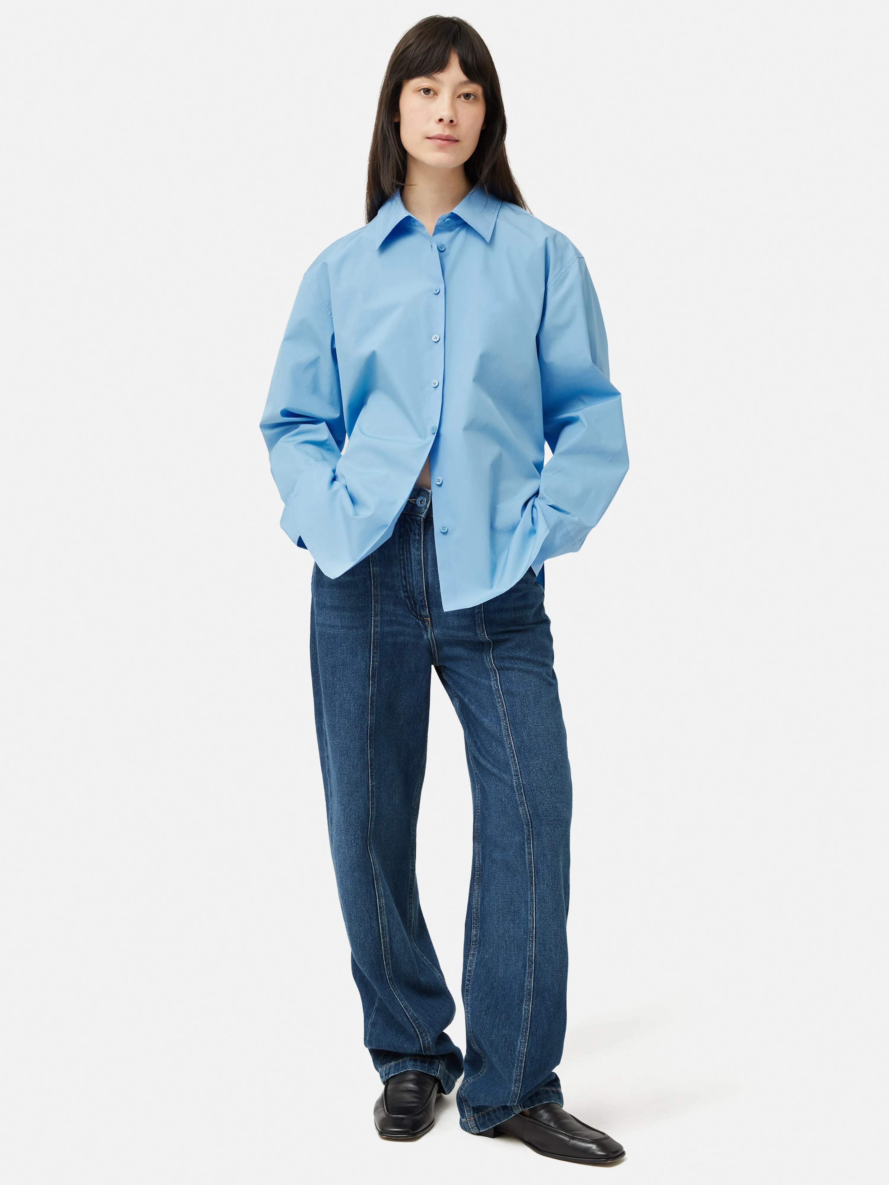 Cotton Poplin Shirt | Blue