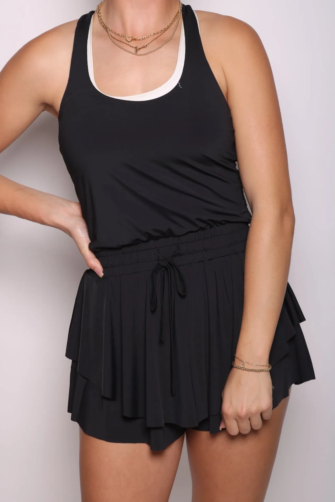 Country Club Prep Black Romper