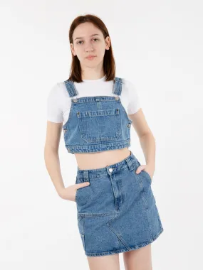 Cropped overall denim top light indigo