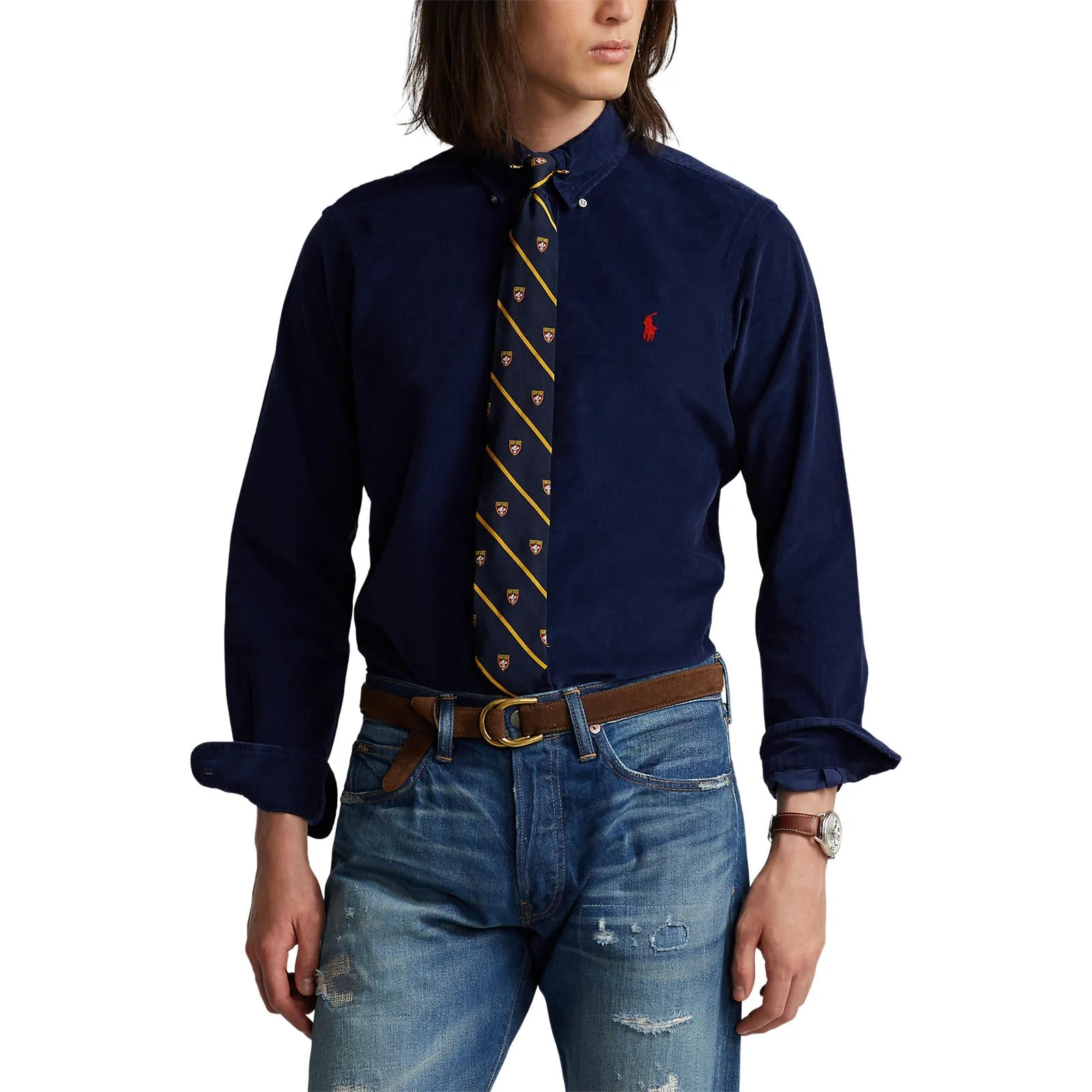 Custom Fit Corduroy Shirt - Newport Navy