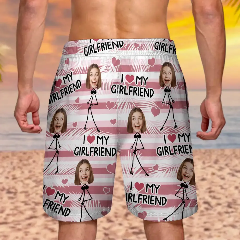 Custom Photo I Love My Wife - Personalized Unisex Beach Shorts