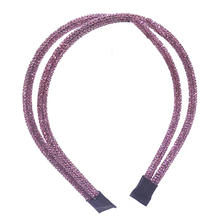 Double Band Stone Accented Crystal Studded Shimmer Headband