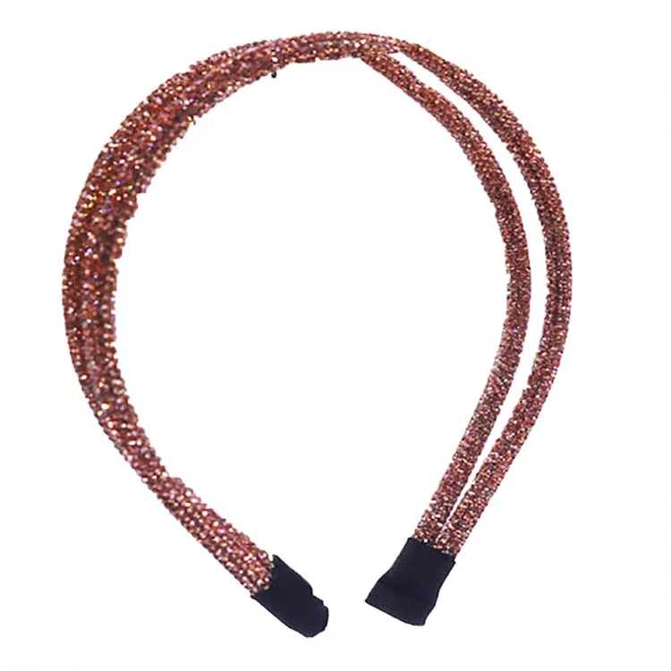 Double Band Stone Accented Crystal Studded Shimmer Headband