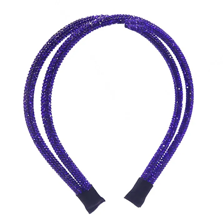 Double Band Stone Accented Crystal Studded Shimmer Headband