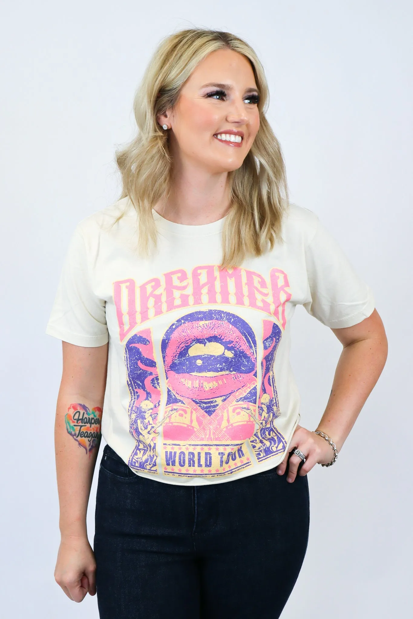 Dreamer World Tour Vintage Cropped Graphic Tee